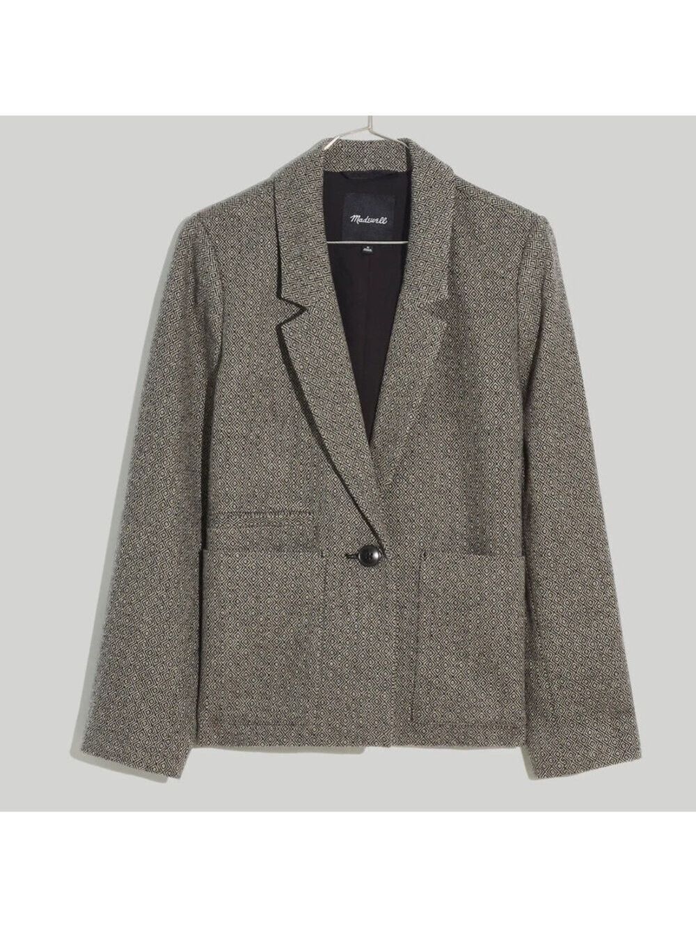 Madewell Crop Dorset Blazer Gray Geo Herringbone Size Large